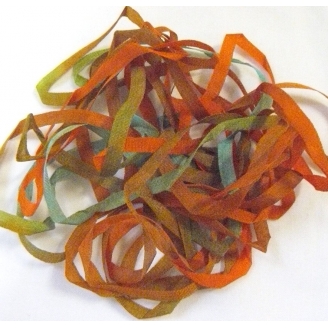 Ruban de soie S.Francis orange/marron/turquoise 4mm